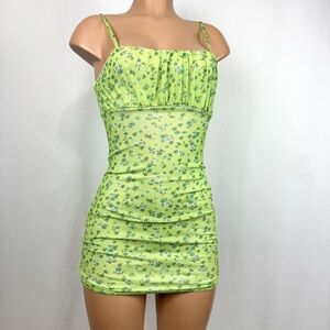 Rue 21 Women’s XS Green Floral Slip Mini Dress Sleeveless Y2K Vintage Fairycore